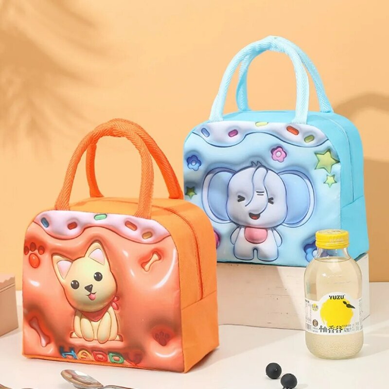 Lunch Bags 3D Cartoon Pattern Lunch Bags Tote Thermal Large Capacity Cartoon Lunch Bags 3D Pattern Colorful Animal Pattern