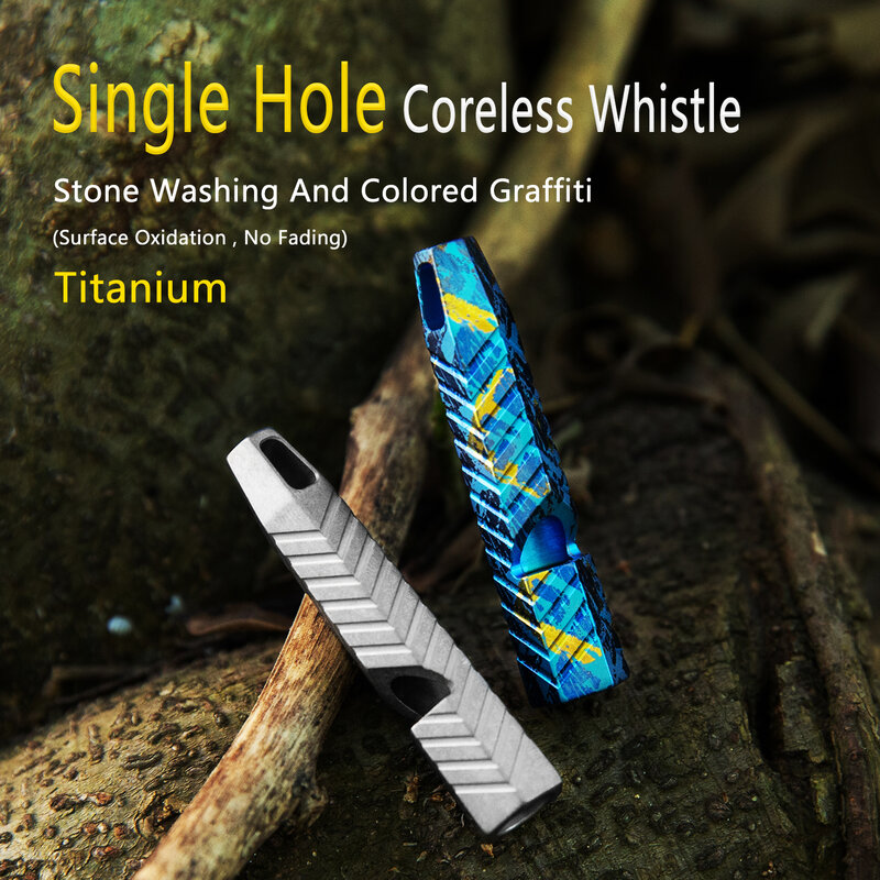 Titanium Alloy Lifesaving Whistle Outdoor Sports EDC Metal Tool New Single Tub High Decibel With Chain