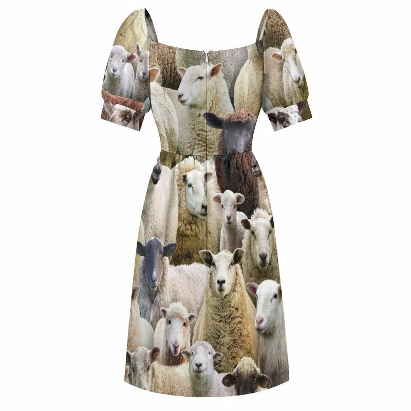 Vestidos sem mangas para mulheres, imagem de ovelha, vestidos elegantes para meninas, 2023