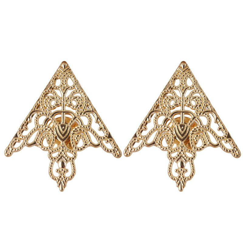 Vintage Hollow Triangle Shirt Collar Pin, Fashion Rhinestone Crown Brooch, Corner Emblem Jewelry para homens e mulheres