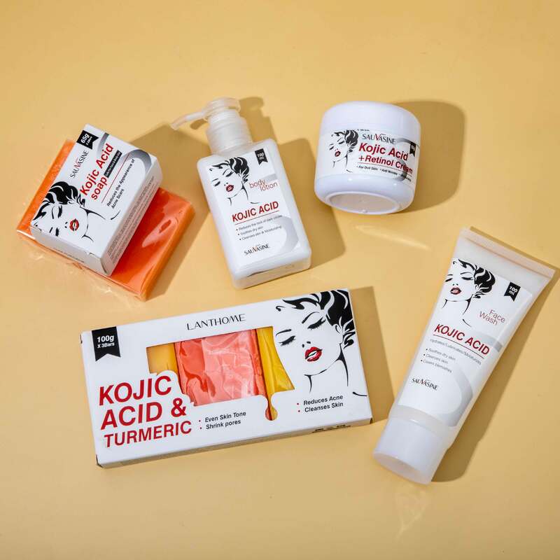 Kojiczuur Huidverzorgingsset Gezichtsreiniger Bodylotion Handgemaakte zeep Donkere vlekken verwijderen Whitening Anti-aging Acne verwijderen Lichaamsverzorging