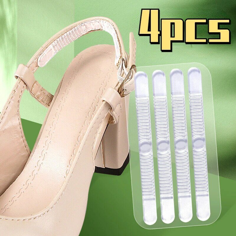 4pcs Silicone Heel Stickers Heels Grips for Women Men Anti Slip Heel Cushions Non-Slip Inserts Pads Foot Heel Care Protector
