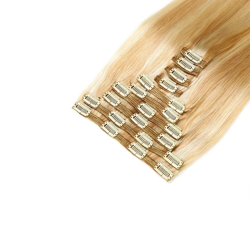 Lovevol 16" do 24" 160G Platinum Blonde Highlights on Brown Hair Brunettes 100% Real Machine Remy Human Hair Clip in Extensions