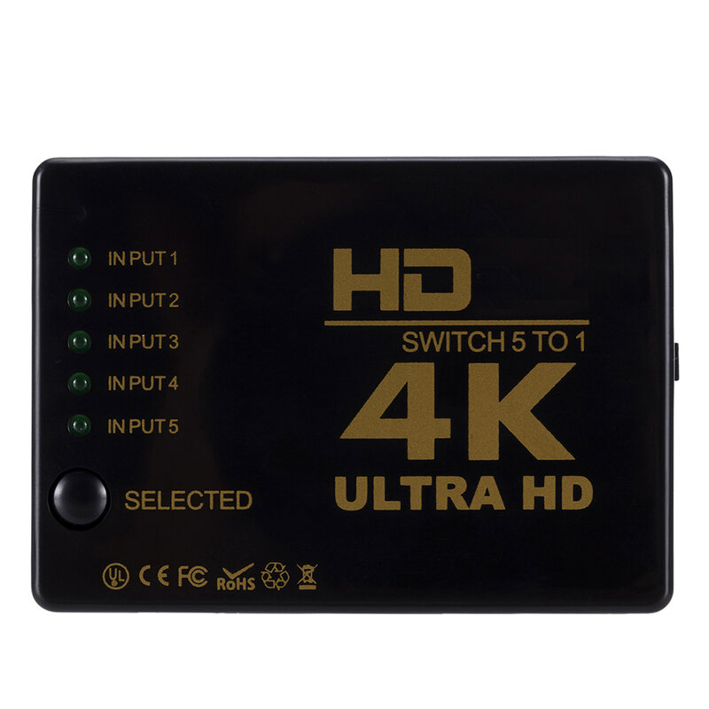 สวิตช์ KVM ที่เข้ากันได้กับ HDMI สวิตช์4K * 2K สวิตช์5 in 1 OUT HD ที่แยกสายไฟวิดีโอตัวแปลงอะแดปเตอร์1X5ฮับสำหรับ PS4/3กล่องทีวี HDTV
