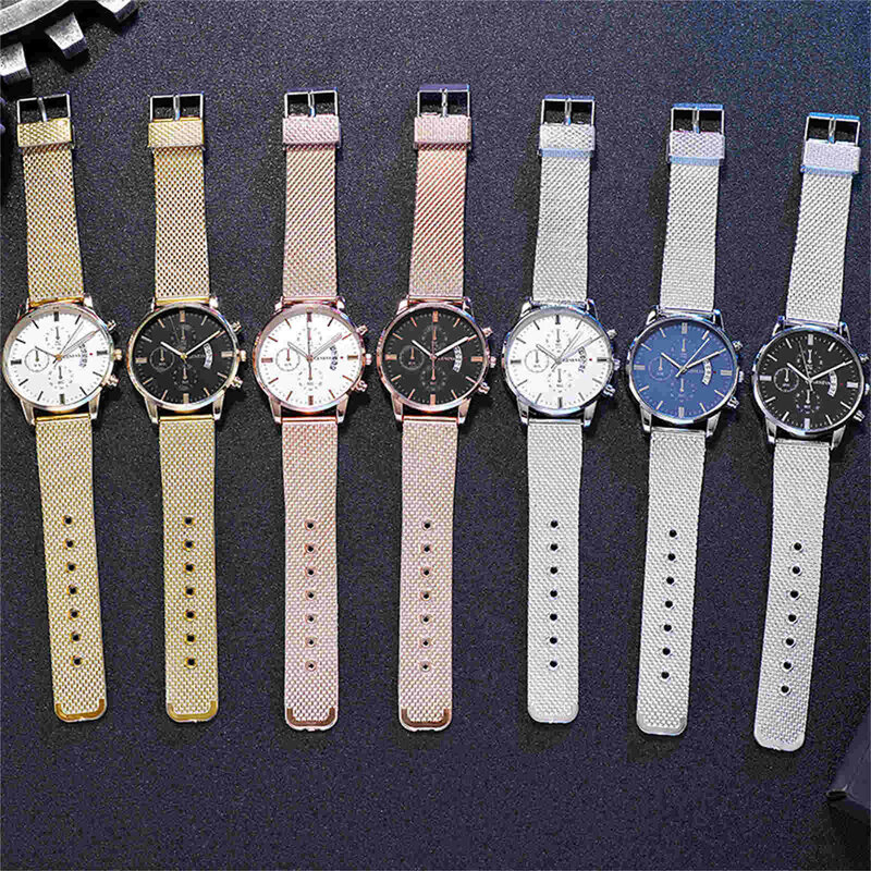 Luxe Horloges Voor Vrouwen Roestvrij Stalen Band Quartz Horloges Fashion Ronde Dial Casual Horloges Voor Mannen Vrouwen Klok