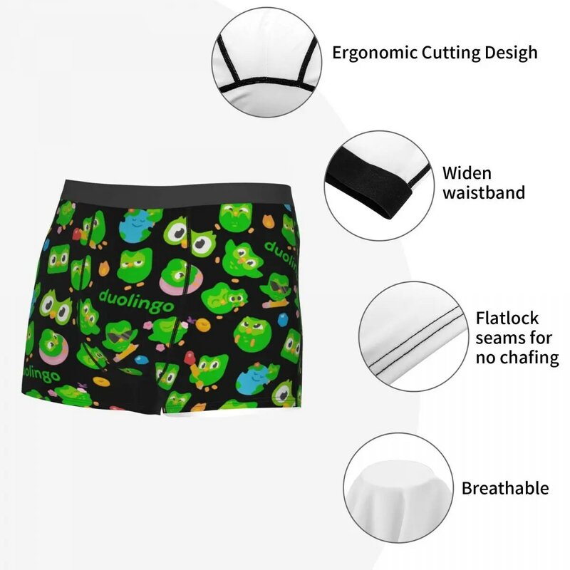 Duolingo Owl Duo Men's Boxer Briefs,Highly Breathable Underpants,Top Quality 3D Print Shorts Birthday Gifts
