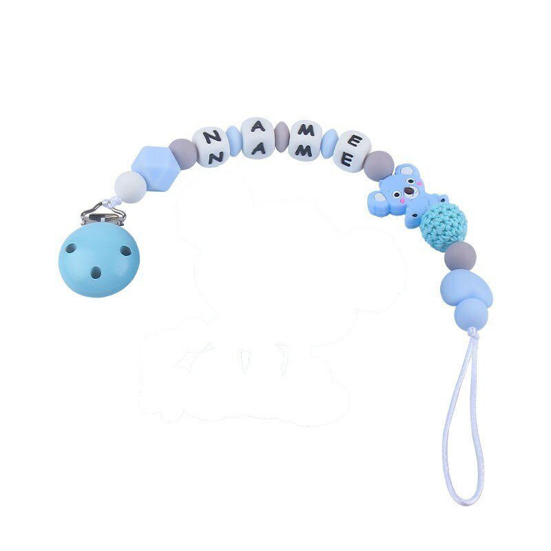 Personalized Name Handmade Pacifier Clips Nipple Holder Silicone Koala Pacifier Chains Silicone Baby Teether Teething Chain Gift