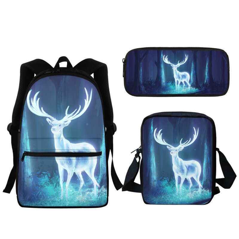 Elk Print Children's SchoolBags Cute Style Fashion Leisure School Backpack Travel Portable Small Messenger Bag Pencil Case 2024