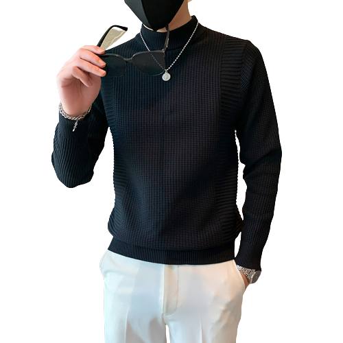 2023 Top neue Herbst Winter Designer Modemarke stricken halben Roll kragen pullover Männer warmen Pullover lässig Mock Neck Herren bekleidung b81