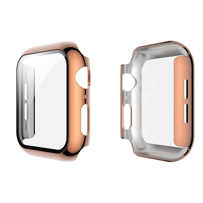 electroplate pc glass case for apple watch series 8 7 6 5 4 3 2 se 41 45mm Cover Case fo iWatch 40 44mm 38 42mm Screen Protector