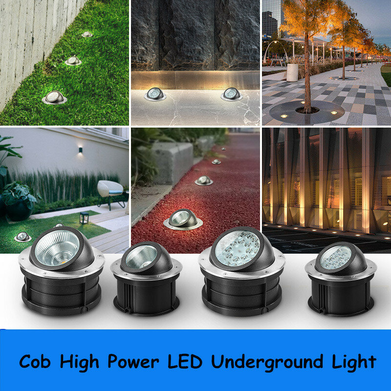 Luz LED de inclinação ajustável, luzes enterradas embutidas, iluminação de parede exterior, lâmpada subterrânea, piso ao ar livre, irradiação