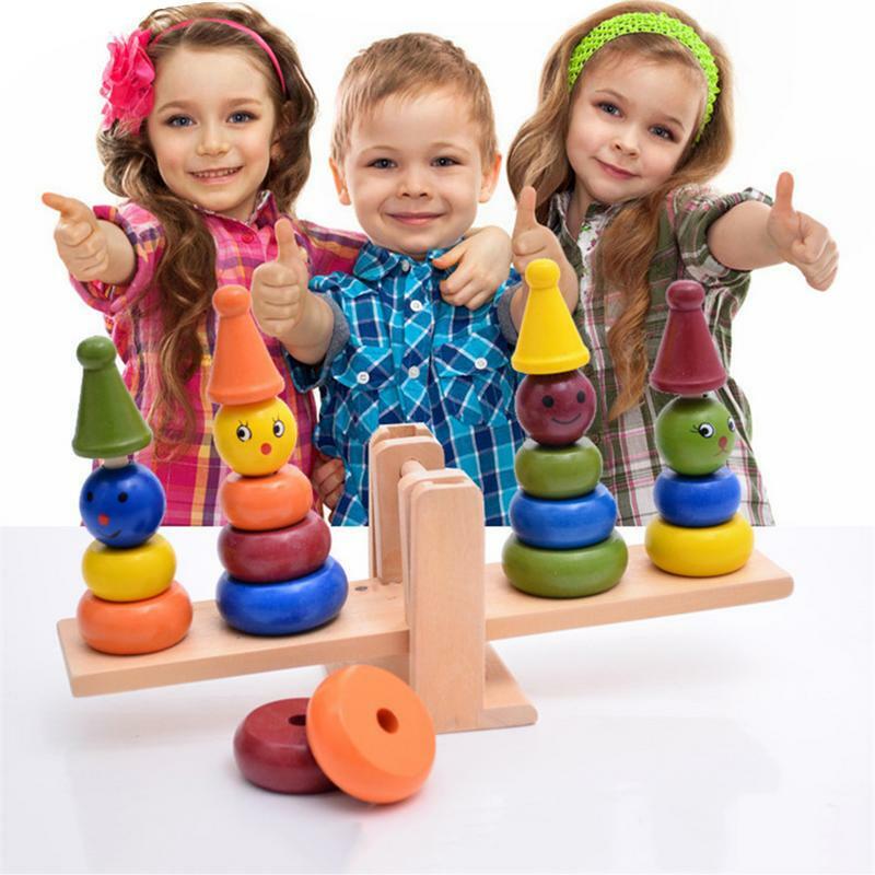 Mainan balok susun papan keseimbangan kayu bayi mainan edukasi Montessori pengembangan kognisi