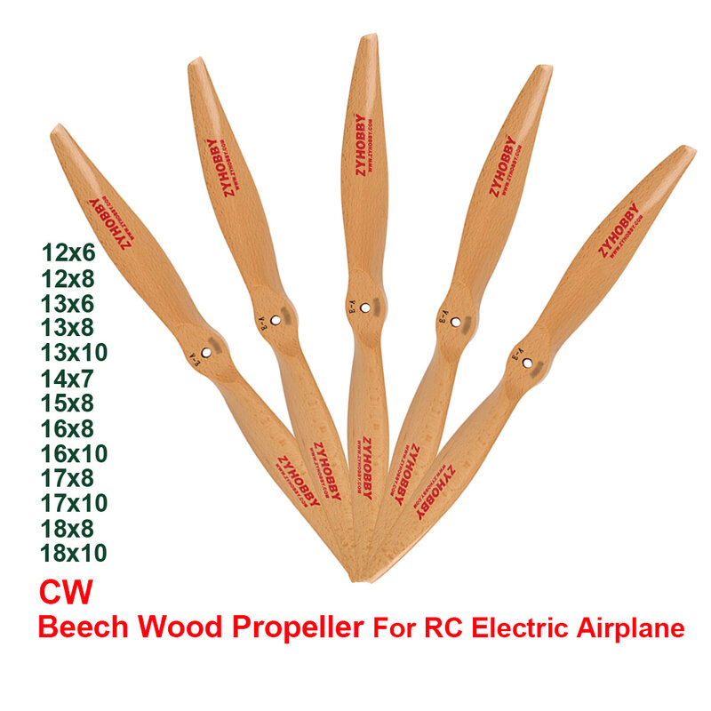 1Pcs Fixed Wing Beech Wood Propeller CW 2-blade Paddle for RC Airplane 12x6 12x8 13x6 13x10 14x7 16x10 17x8 18x8 18x10 Inch