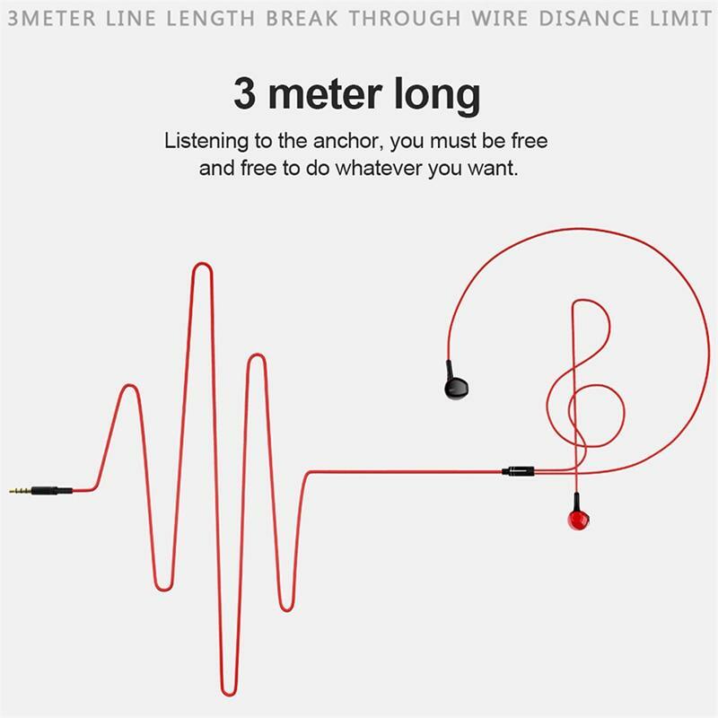 3m Long Wired Control Headphones In-Ear Clear Bass Ergonomic Monitoring Headset Mobile Smart Phone Headset Stereo Music Earphone