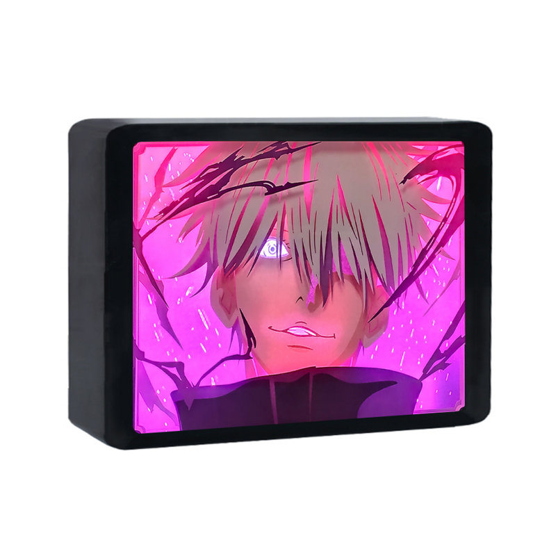 Anime LED Strip Lights Paper Cut Light Box Frame 3D Shadow Box, Lâmpada de mesa USB, Decoração do quarto, Kids Gift