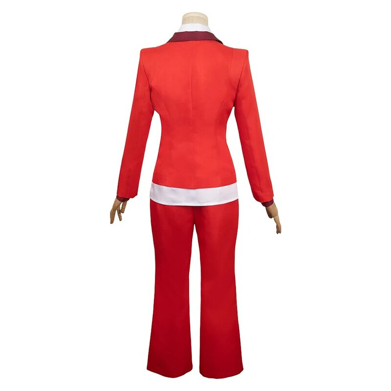 Film Hazbin Charlie Morningstar Lucyfer Cosplay męski kostium jednolity czerwony płaszcz koszula spodnie anioł Halloween karnawał Alastor garnitur