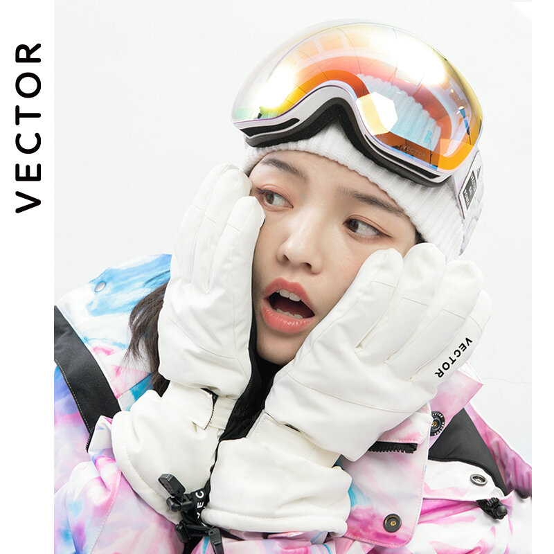 Guanti da sci da uomo 2 IN 1 Extra spessi guanti da sci Snowboard neve sport invernali caldi impermeabili antivento sci ecopelle Plam