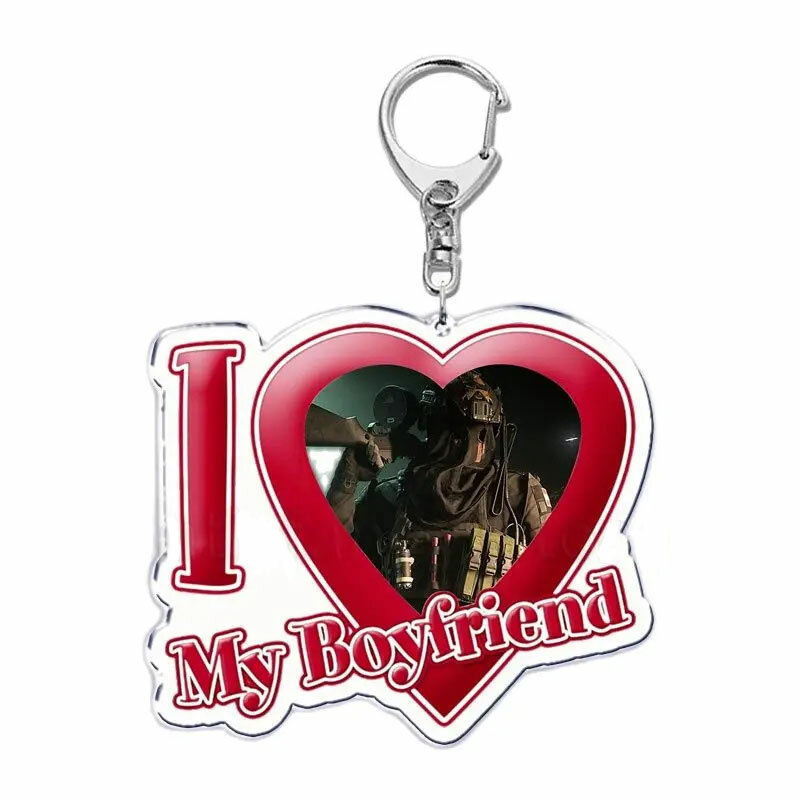 Creative I Love My Boyfriend Heart Acrylic Key Chain Pendant Game Leon Ghost Bf Key Ring Keychains for Bag Pendant Jewelry Gift