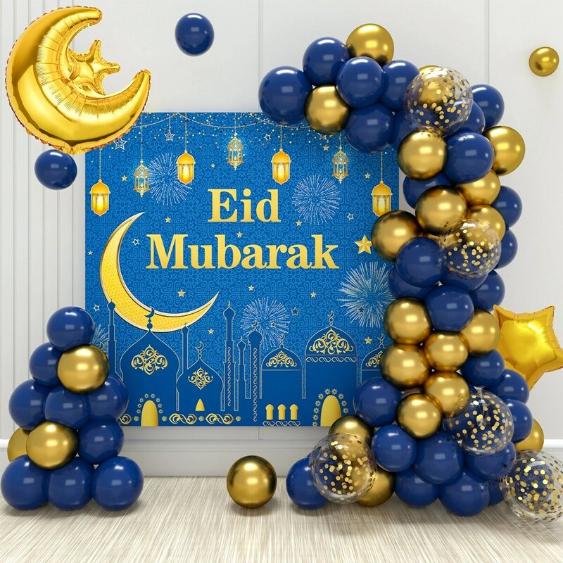 Eid Mubarak balon tło Ramadan Kareem dekoracja balony Ramadan Mubarak muzułmański islamski festiwal materiały 2024