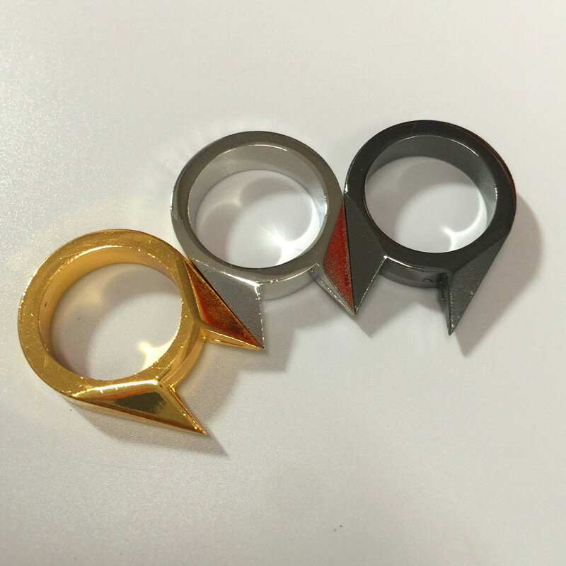 Heißer Verkauf Sicherheit Überleben Ring Werkzeug EDC Selbstverteidigung Edelstahl Ring Finger Verteidigung Ring Werkzeug Silber Gold Schwarz Farbe