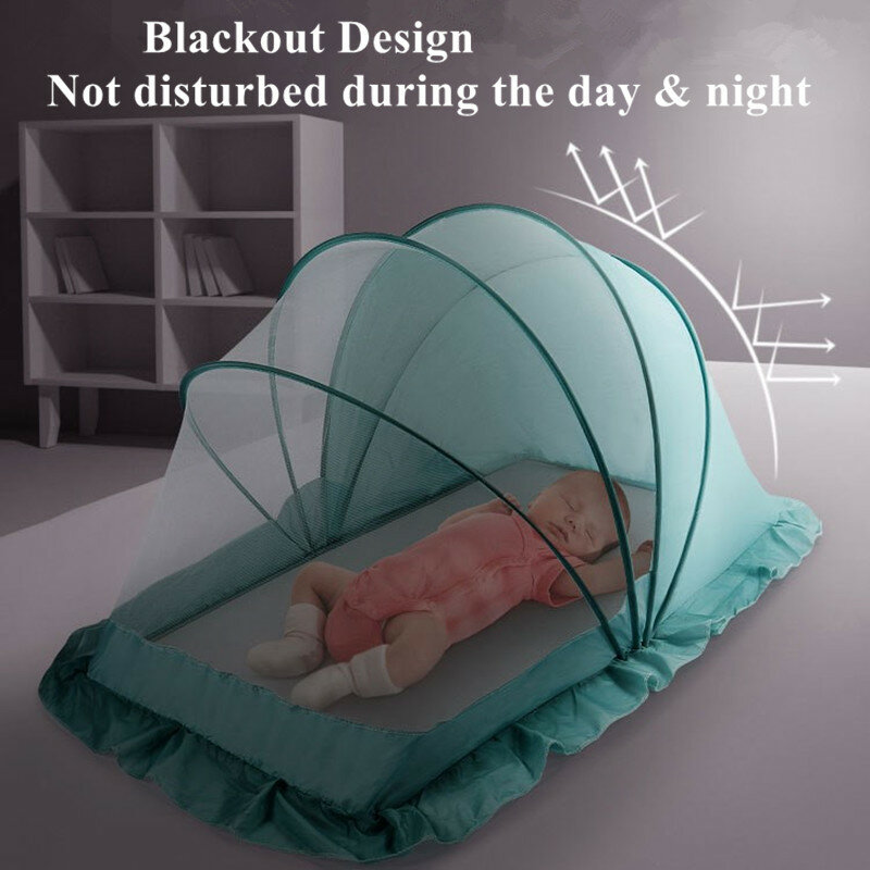Jaring nyamuk tempat tidur bayi terenkripsi Yurt untuk anak-anak pemasangan gratis Crib tenda lipat portabel alas tidur kasur ayunan