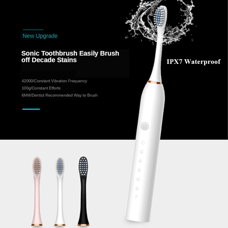 Sonic escova de dentes elétrica inteligente escova de dentes ultra sônica automática 6 modos usb rápido recarregável adulto ipx7 à prova dwaterproof água