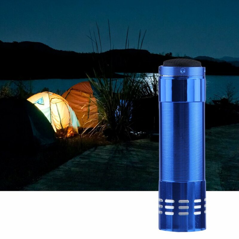 Tocha exterior ultra brilhante para acampar, lanternas de alumínio azul, super leve, ultra brilhante, novo, 9 LED, resistente à água