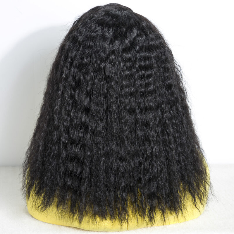 Peruca Remy brasileira elegante-natural do corpo para mulheres, perucas 100% onduladas do cabelo humano, perucas curtas do lado esquerdo HD do laço, preto natural, 16"