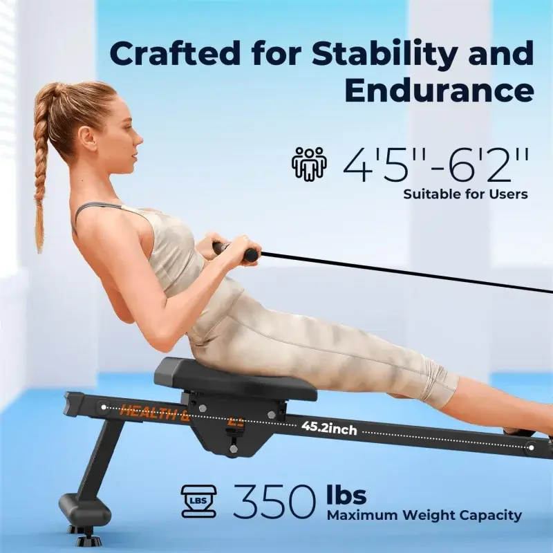 YOSUDA Magnetic/Water Rowing Machine 350 LB Weight Capacity - Foldable Rower for Home Use with Bluetooth, App Supported, Tablet