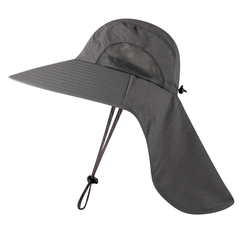 في الهواء الطلق صياد قبعة واسعة حافة دلو قبعة مع غطاء الرقبة الرجال الصيف تنفس شبكة الشمس حماية قناع مكافحة الأشعة فوق البنفسجية قبعة للجنسين
