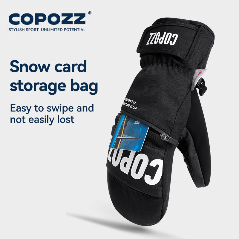 Copozz-厚手のプロのスノーボードスキーグローブ、サーマルスノーミトン、厚く、暖かい、防風、大人、10代、スノーモービル、3m、冬