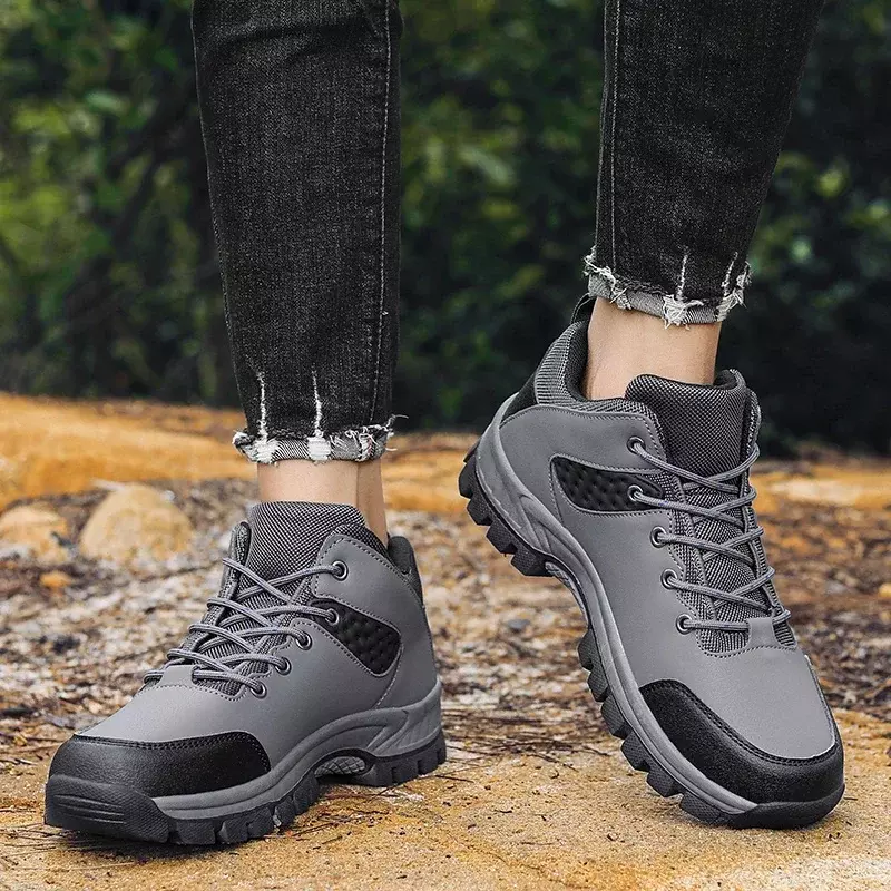 Zapatos de plataforma con cordones para Hombre, calzado antideslizante, resistente, vulcanizado, al aire libre para senderismo, novedad de 2023