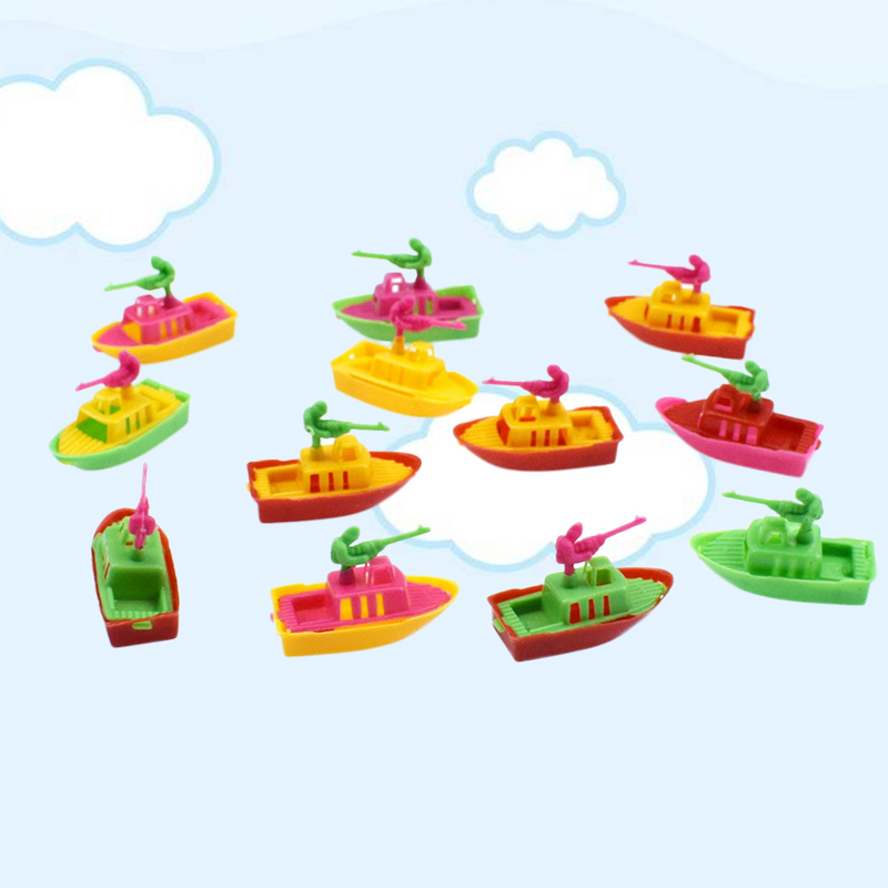 20pcs Mini Plastic Boat Model Simulation Combat Boat Toys for Kids Toddler (Mixed Color)