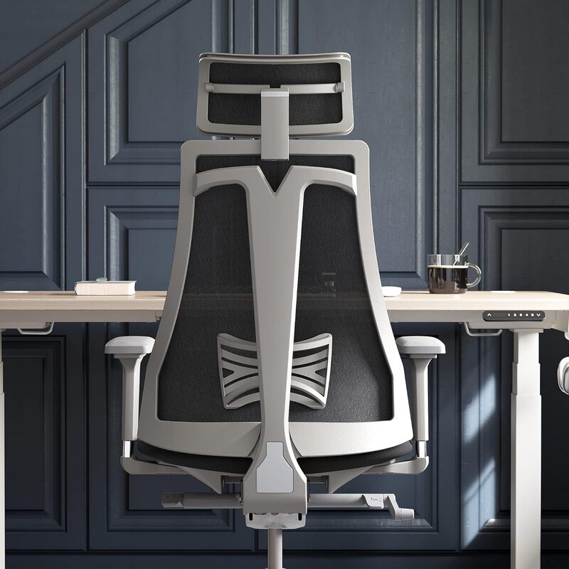 BANTI-Cadeira de escritório ergonômica, encosto alto, cadeira de mesa com braço de 4 vias, cadeira de escritório mesh, encosto de cabeça de 3 vias