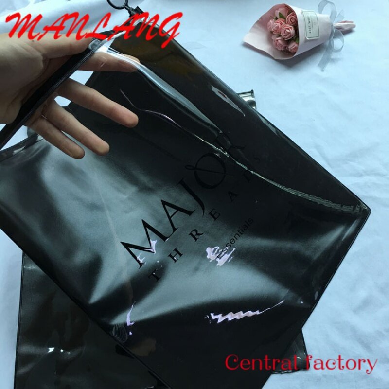 Plastic Matte Clothes Package Pouch Bag, Pvc Packaging Bags com Ziplock para T-Shirt, Frosted Zipper, Custom Logo