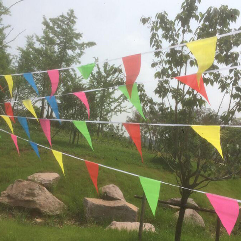 Bandeira do triângulo colorido galhardete, bandeira da corda, festa do festival, decoração do feriado, 8 m