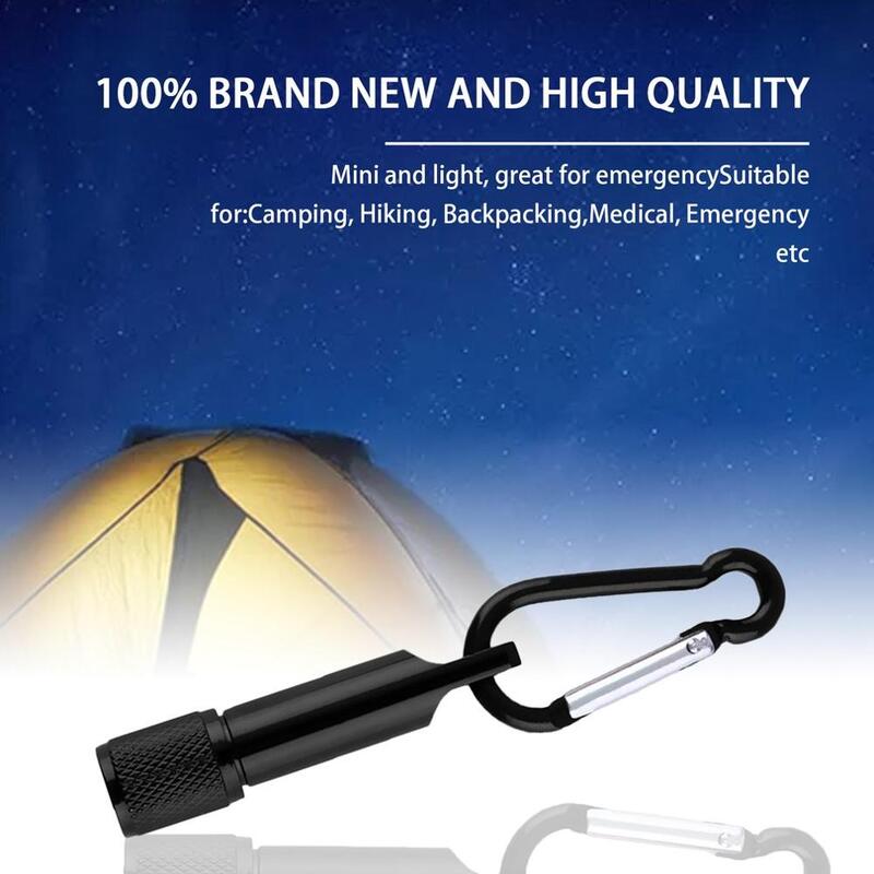 Minilinterna portátil de aluminio para acampar, linterna de bolsillo con gancho para llavero