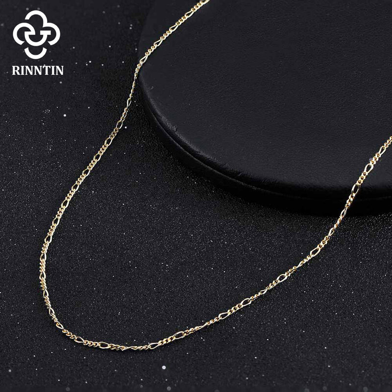 Rinntin-collar de plata de ley 1,7 Con corte de diamante, cadena de eslabones Figaro de 925mm, joyería delicada y sencilla para el cuello, SC27