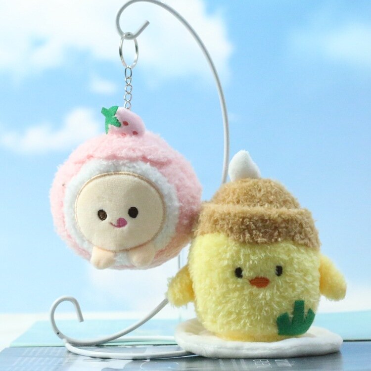 12cm Hot Cute Strawberry Hedgehog Pendant Doll Cartoon Plush Toy Bag Charm Keychain Doll Children's Birthday Gift Doll