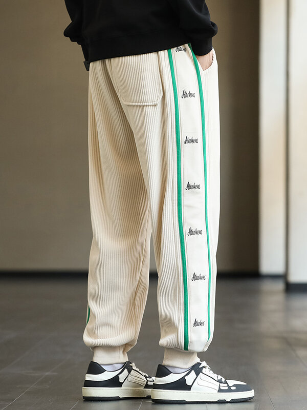 Pantalon de survêtement en velours côtelé pour homme, Baggy, mode, lettre brodée, grande taille, décontracté, Harem, 8XL, automne/hiver 2022