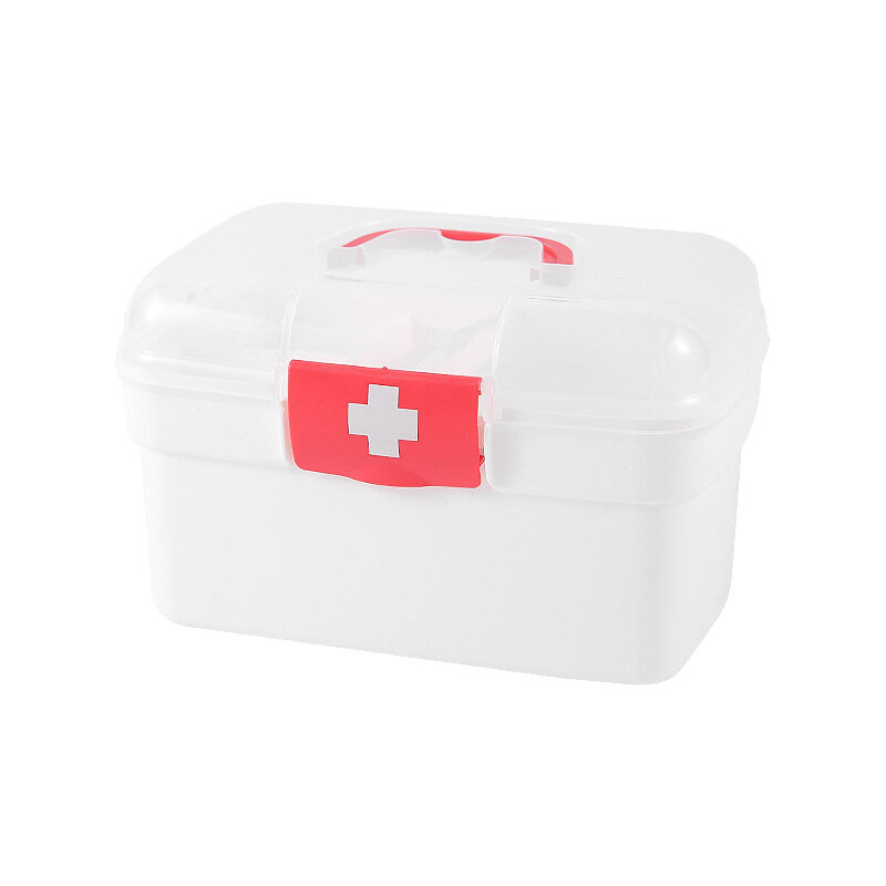 Wadah penyimpanan pengatur obat kapasitas besar kotak peralatan darurat portabel dada pertolongan pertama keluarga