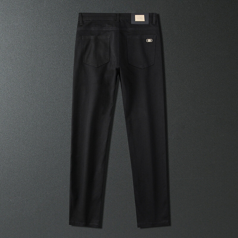 Drie-Proof Stof Anti-Fading Betaalbare Luxe Mode Jeans Heren Effen Kleur High-End Eenvoudige All-Match Casual Slim-Fit Broek