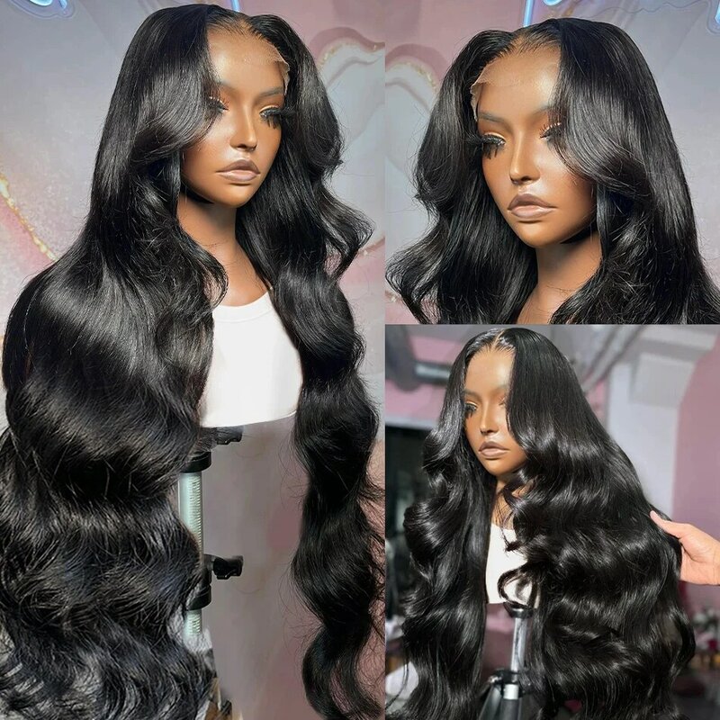 Perruque Lace Front Wig Body Wave Naturelle, Cheveux Humains, 13x6, 13x4, 30 38 Pouces, Pre-Plucked, HD, Haute Densité 300%, pour Femme
