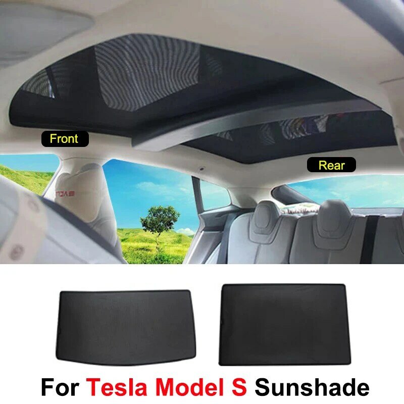 테슬라 모델 S 유리 지붕 태양 쉐이드 채광창 햇빛가리개, 자외선 차단 접이식 메쉬, UV 절연 차양 모델 S 2023 액세서리