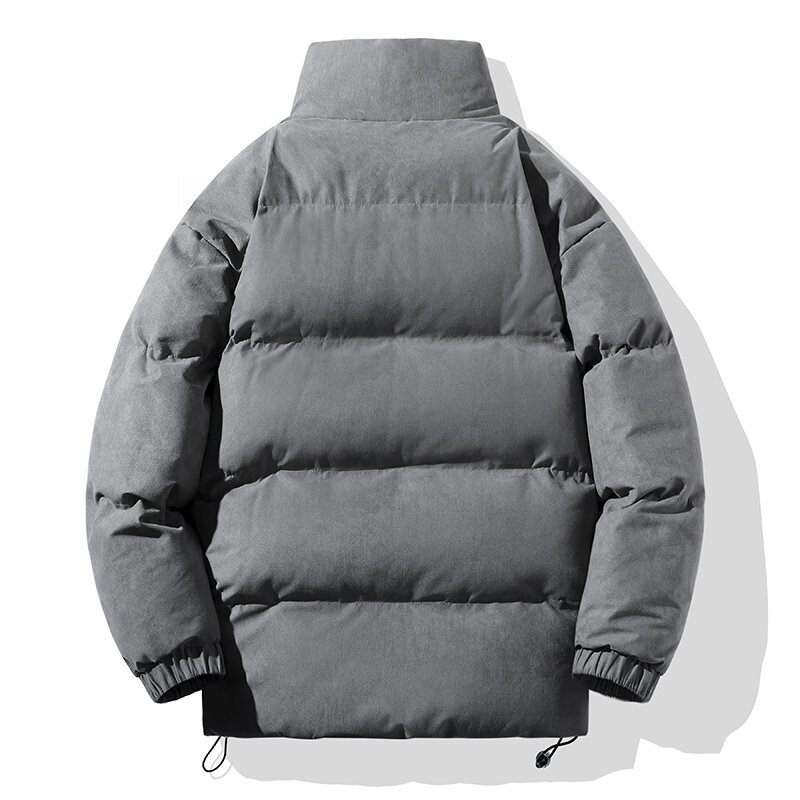 Новая осенне-зимняя Молодежная свободная облегающая модная универсальная пуховая куртка с воротником-стойкой, мужское повседневное утепленное теплое пальто