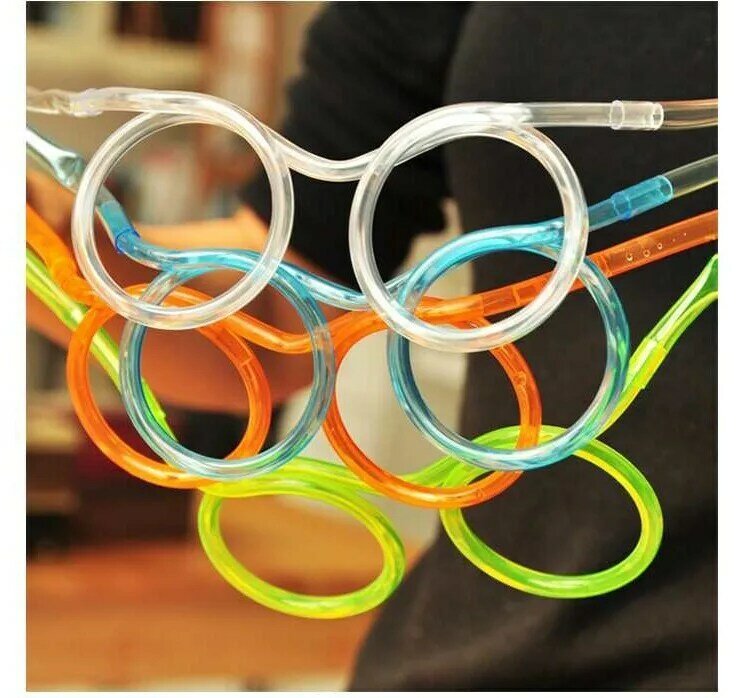 Creative Funny Soft Plastic Straw for Kids Birthday Party Toys Fun Glasses Flexible Drinking Toys Children Baby Party Toys Gifts
