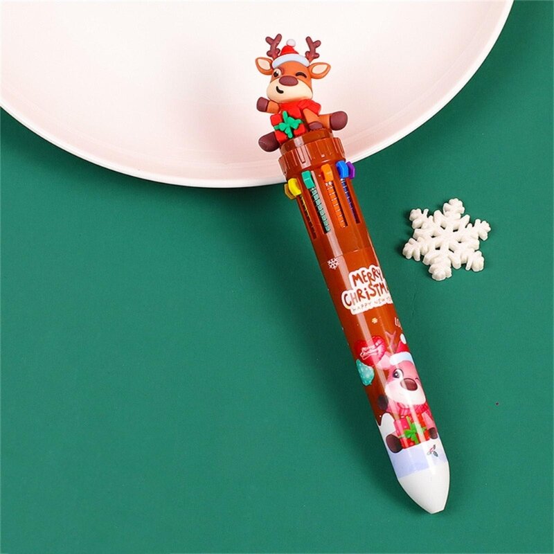 Christmas Ballpoint Pen Sequins Designed Multicolor Pen 10-in-1 Retractable Ballpoint Pen for Kid Game Reward