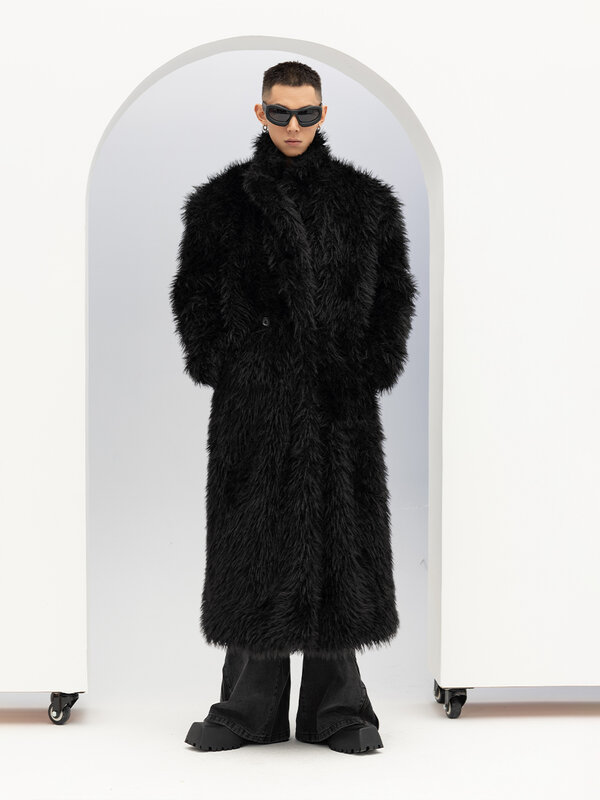 Fashion Long Fur Cotton Padded Thickened Coats Loose Large Padded Shoulder Coat High-End Long Sleeve Solid Color Fur Coats