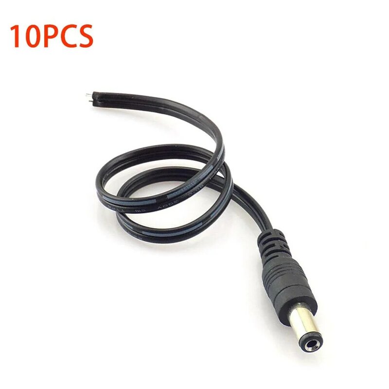 Kabel daya DC Pria, 10 buah steker catu daya Adaptor 5.5mm x 2.1mm kabel Jack untuk Kamera CCTV keamanan lampu strip led L19