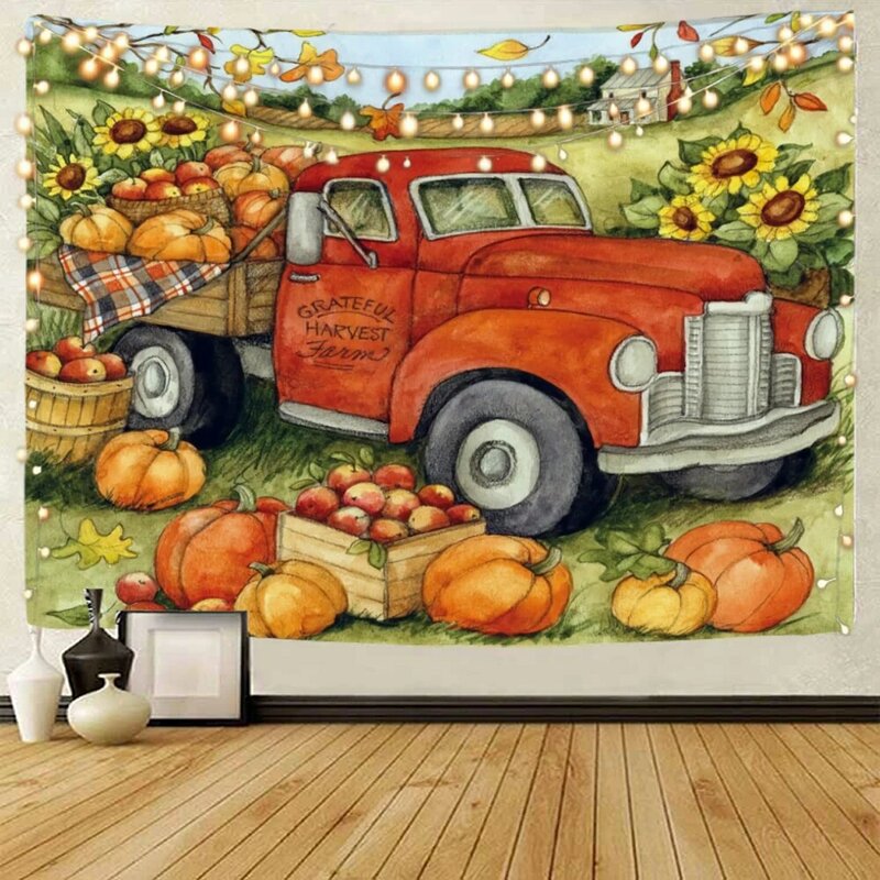 Cartoon autumn Dafengshou (Salad of assorted fresh vegetables) happy background decorative tapestry